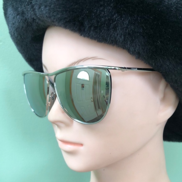 CELINE SUNGLASSES CHROME SILVER TONE IN CASE STYLE # CL40098U - Picture 5 of 11